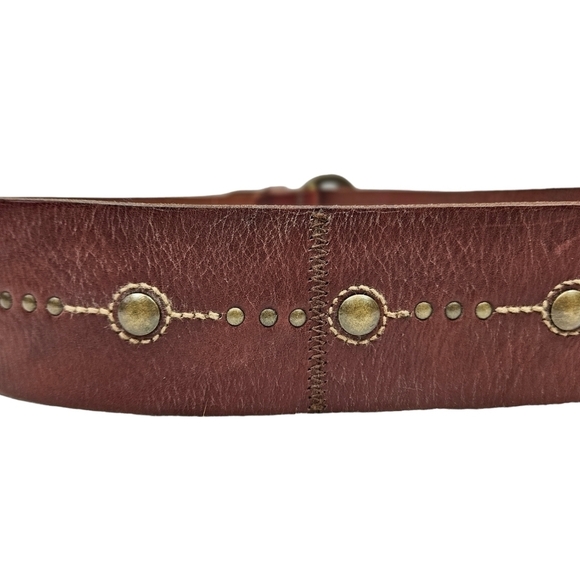 Vintage‎ Fossil Wide Leather Studded Belt Unisex - Picture 7 of 10